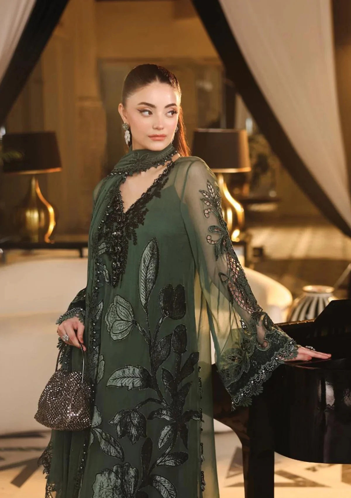 Maria.B Emerald Green Pakistani fashion outfit in green, emerald…
